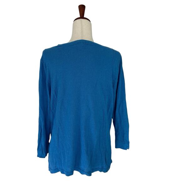 J. Jill Blue Linen Sweater Top Large Linen & Cotton Blend Lagenlook Breezy Boho - Picture 7 of 10